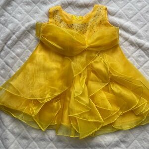 Vintage Cinderella Belle USA paper tag princess yellow baby dress size 12-18 M